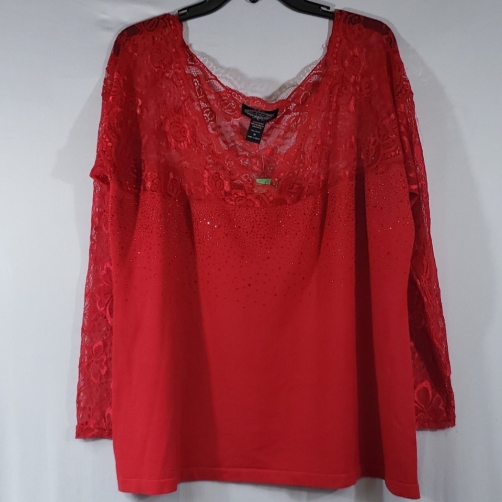 Oliver O Laced Rhinestone Shirt Size 3X